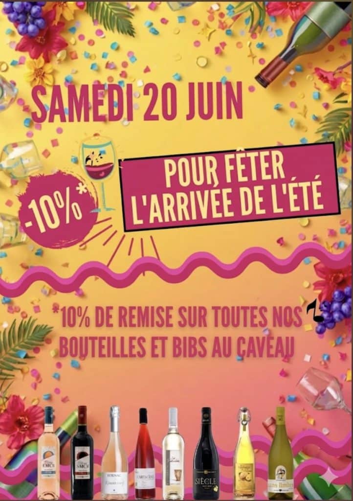 10% de reduction au caveau samedi 20 juin
